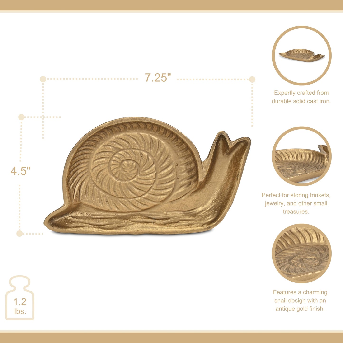 Golden Snail Cast Iron Catchall Tray