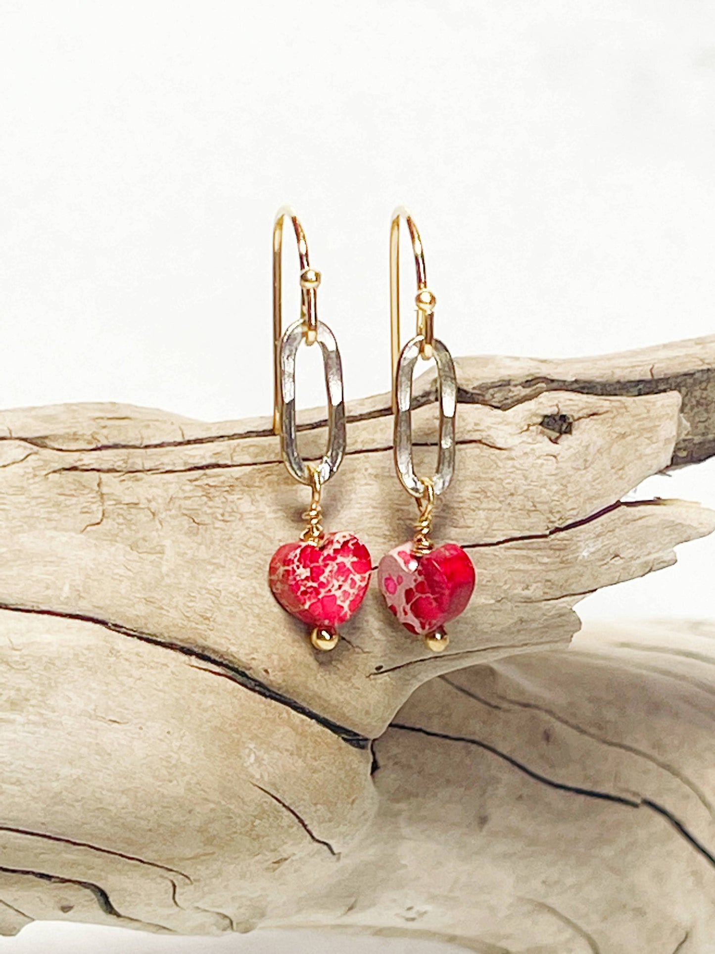 Red Jasper Heart Earrings
