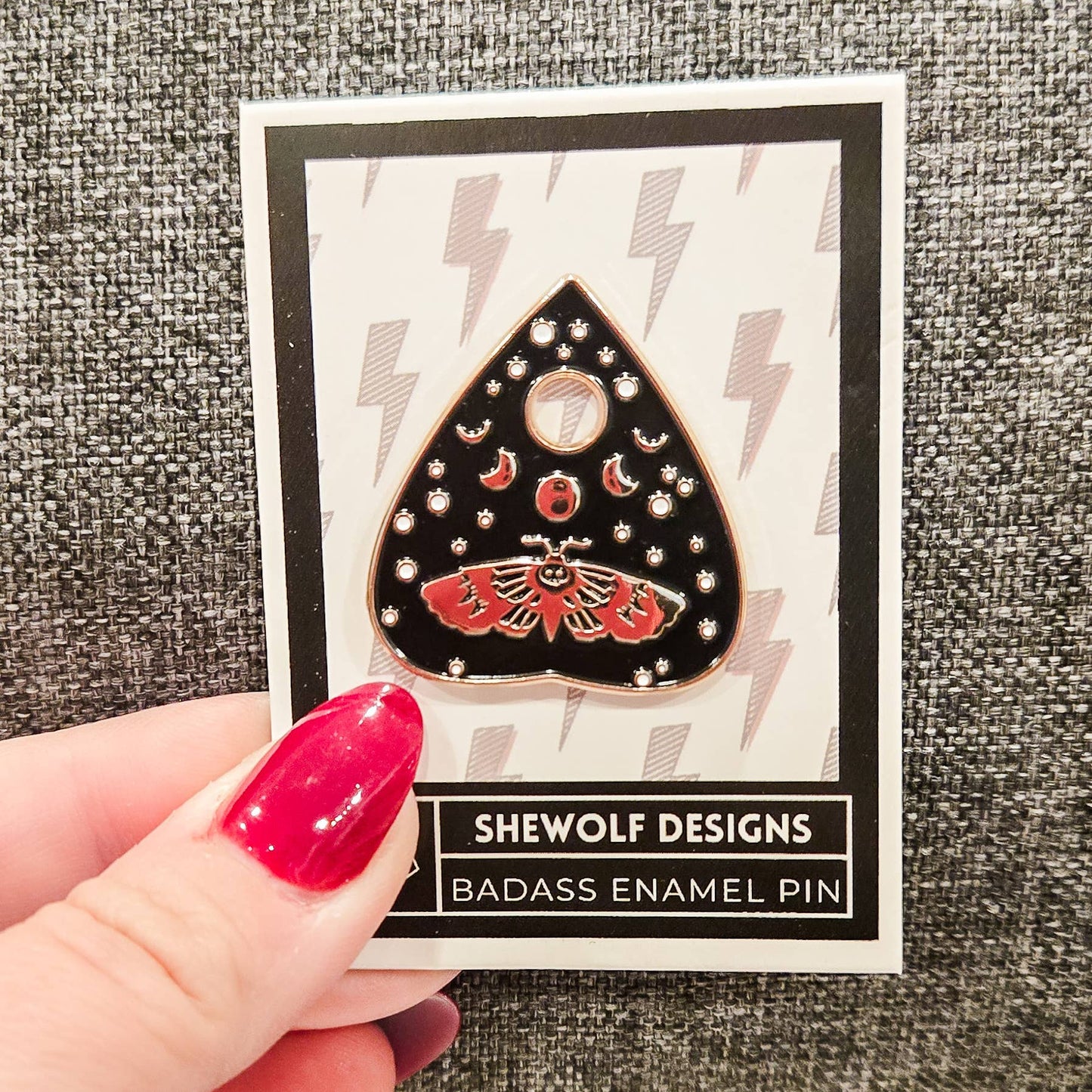 Pin: Planchette with Death Moth & Witchy Moon Pin