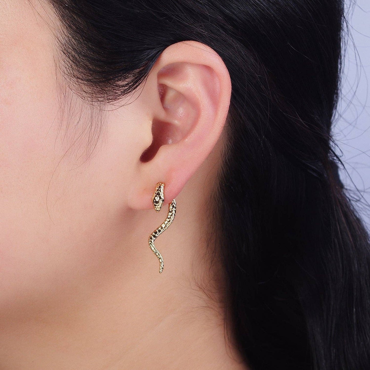 Snake Drop Stud Earrings