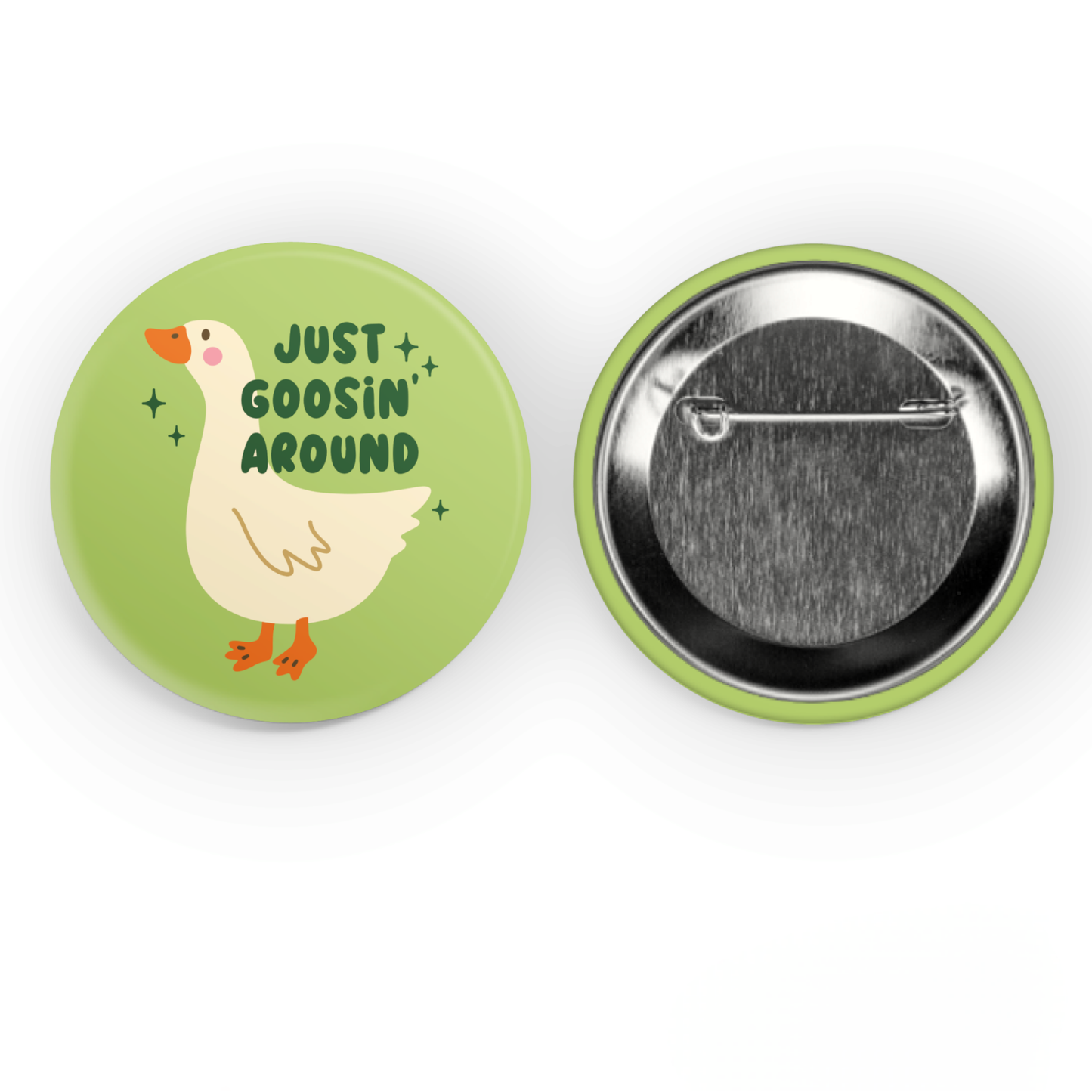 Goosin around button cute funny