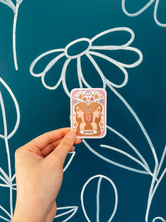 Gemini Twins Tarot Zodiac Card Sticker 