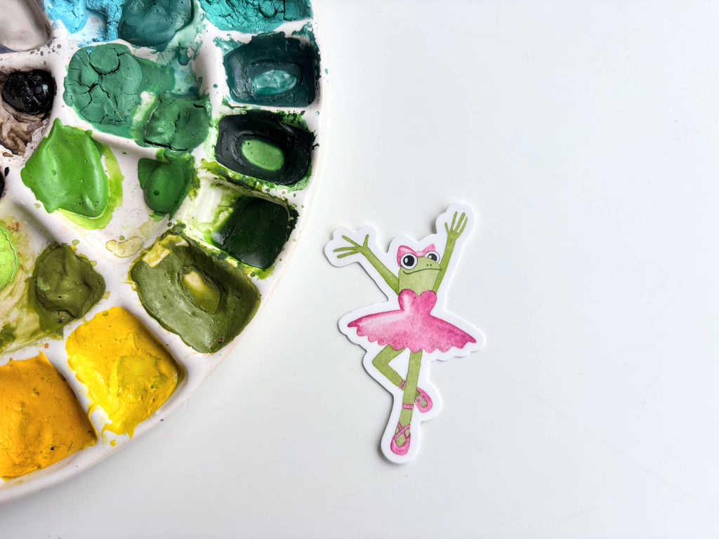 Frog Ballerina Vinyl Sticker – Whimsical Dance Amphibian