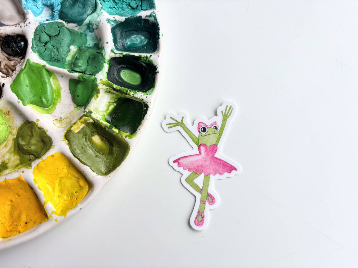 Frog Ballerina Vinyl Sticker – Whimsical Dance Amphibian
