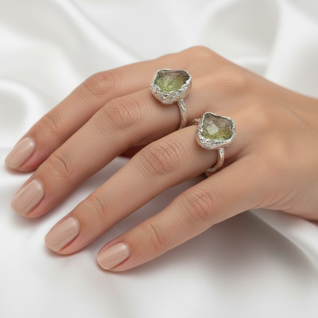 Moldavite Sterling Silver Ring