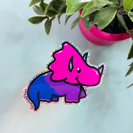 Bi-ceratops Bisexual Pride Waterproof Sticker LGBTQ Decal
