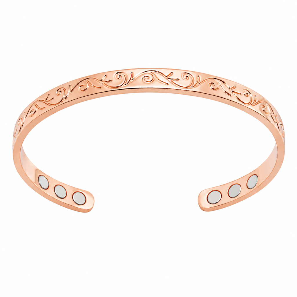 Dainty Flower Embossed Copper Bracelet
