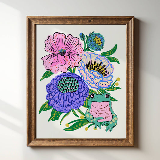 "Frog Floral" - 8" x 10" Art Print
