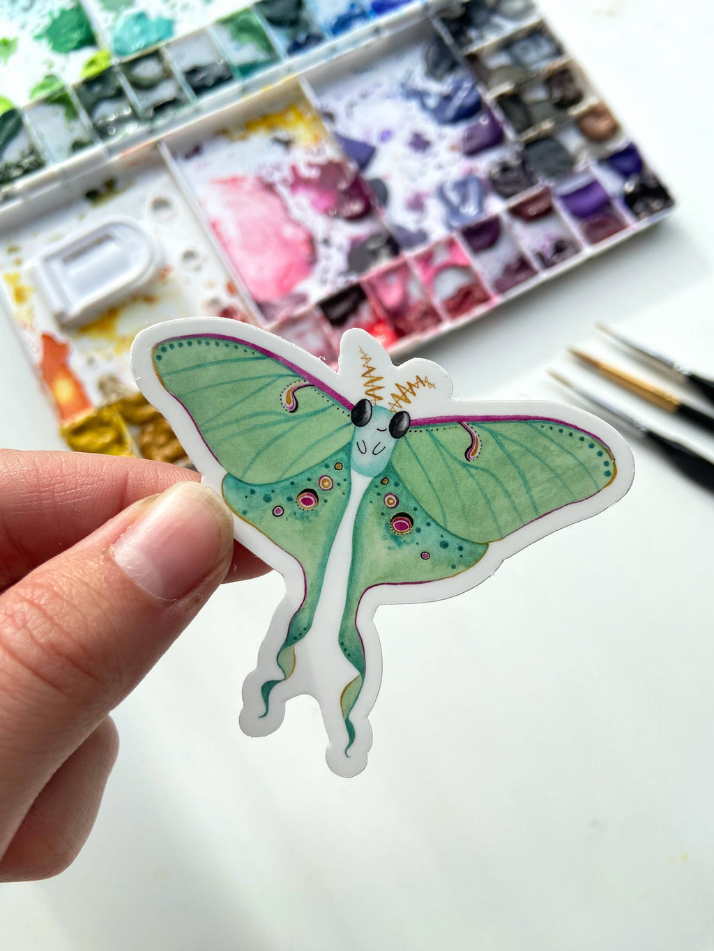 Luna Moth Butterfly Vinyl Sticker – Whimsical Insect Art