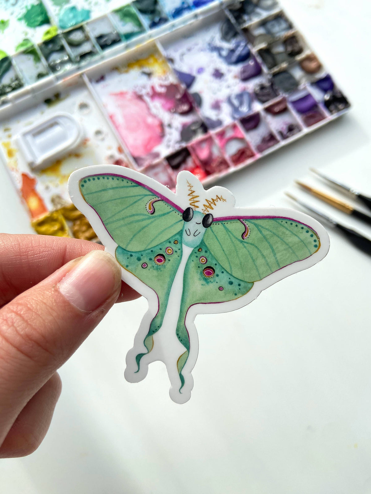 Luna Moth Butterfly Vinyl Sticker – Whimsical Insect Art