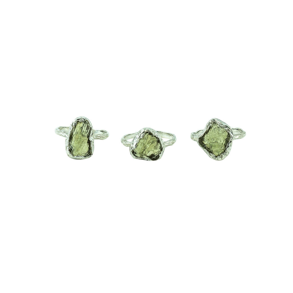 Moldavite Sterling Silver Ring