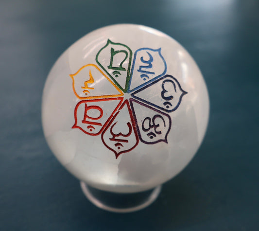 Selenite Chakra Sphere