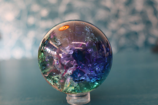 Rainbow Crackle Quartz Sphere