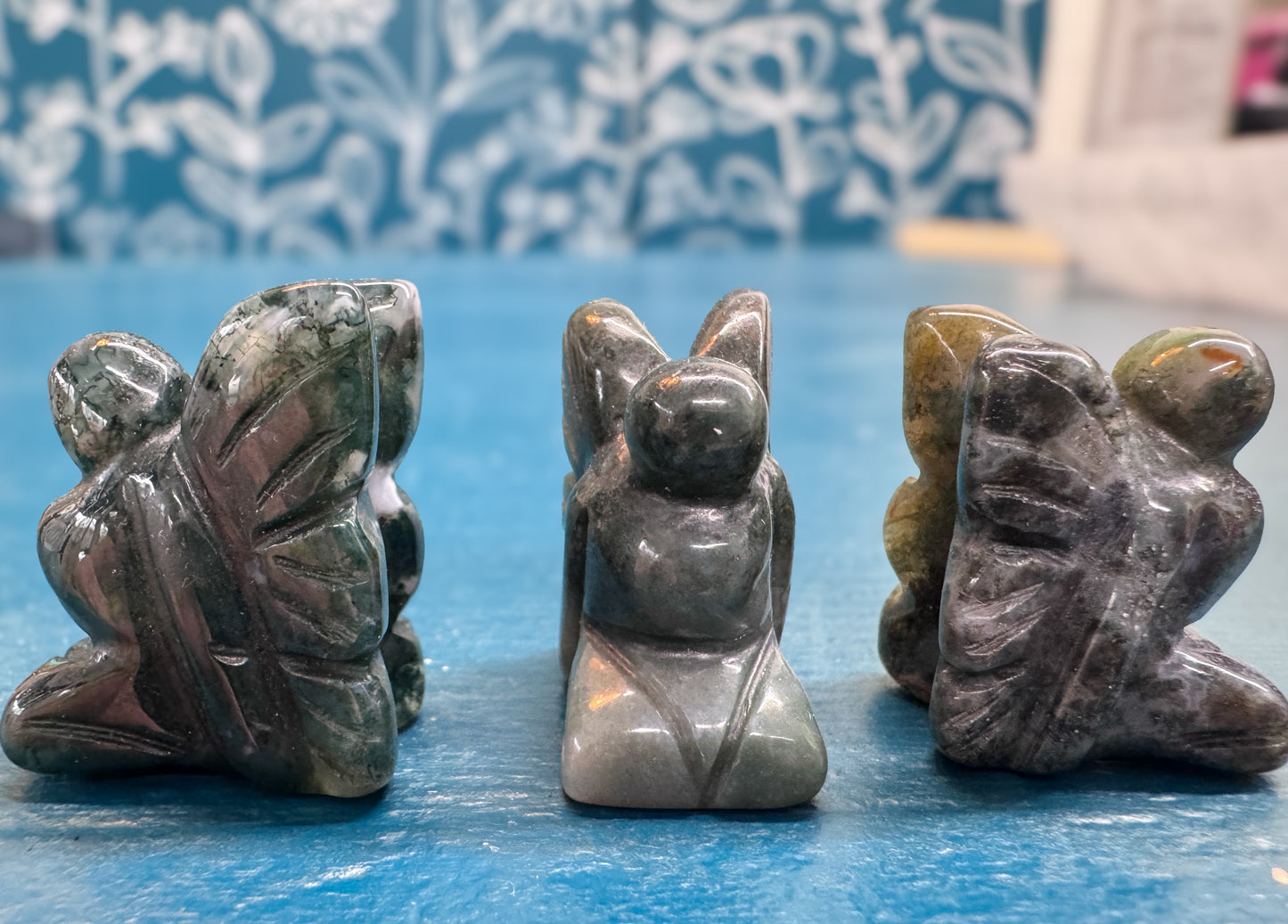 Moss Agate Fairy Crystal Carving