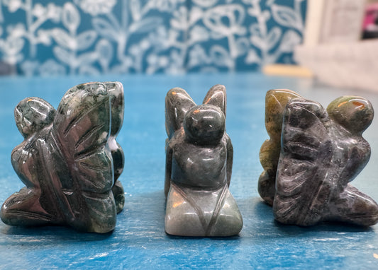 Moss Agate Fairy Crystal Carving
