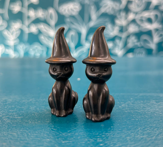 Black Obsidian Witch Cat Crystal