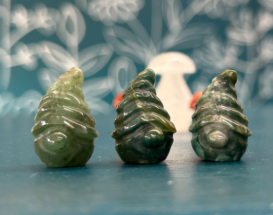 Moss Agate Gnome Carving