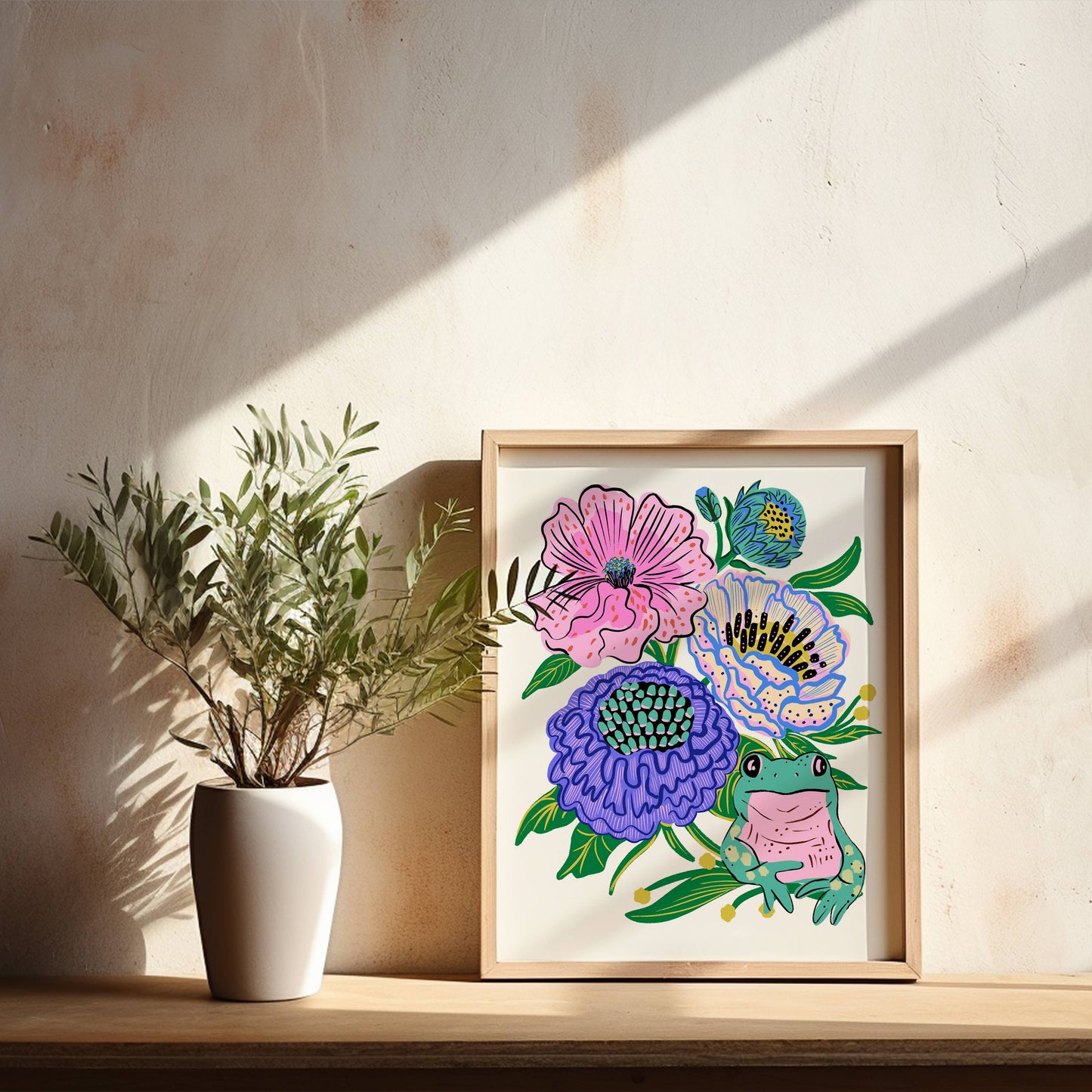 "Frog Floral" - 8" x 10" Art Print