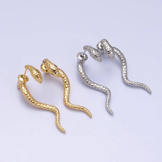 Snake Drop Stud Earrings