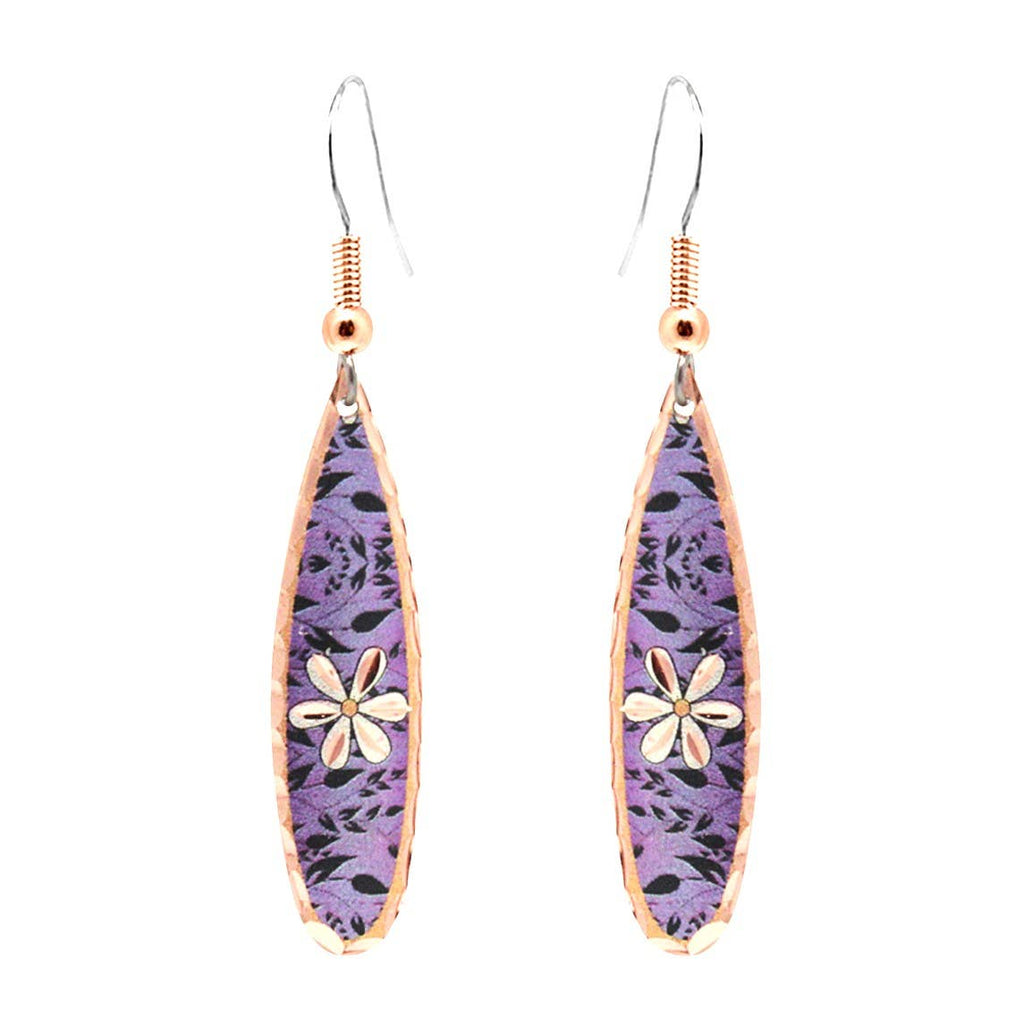 Purple Floral Teardrop Earrings