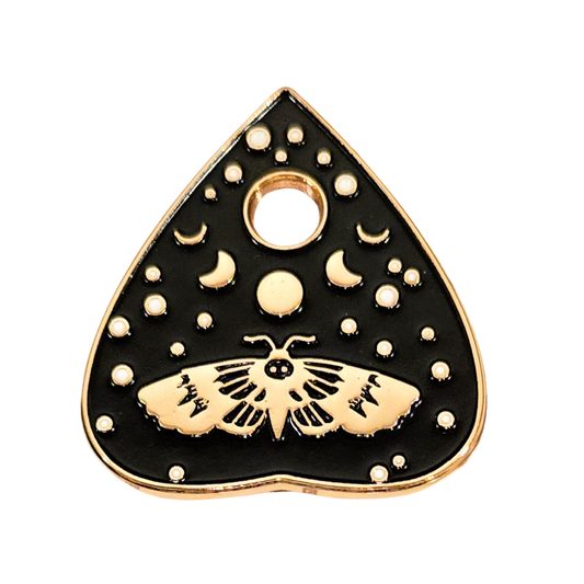 Pin: Planchette with Death Moth & Witchy Moon Pin
