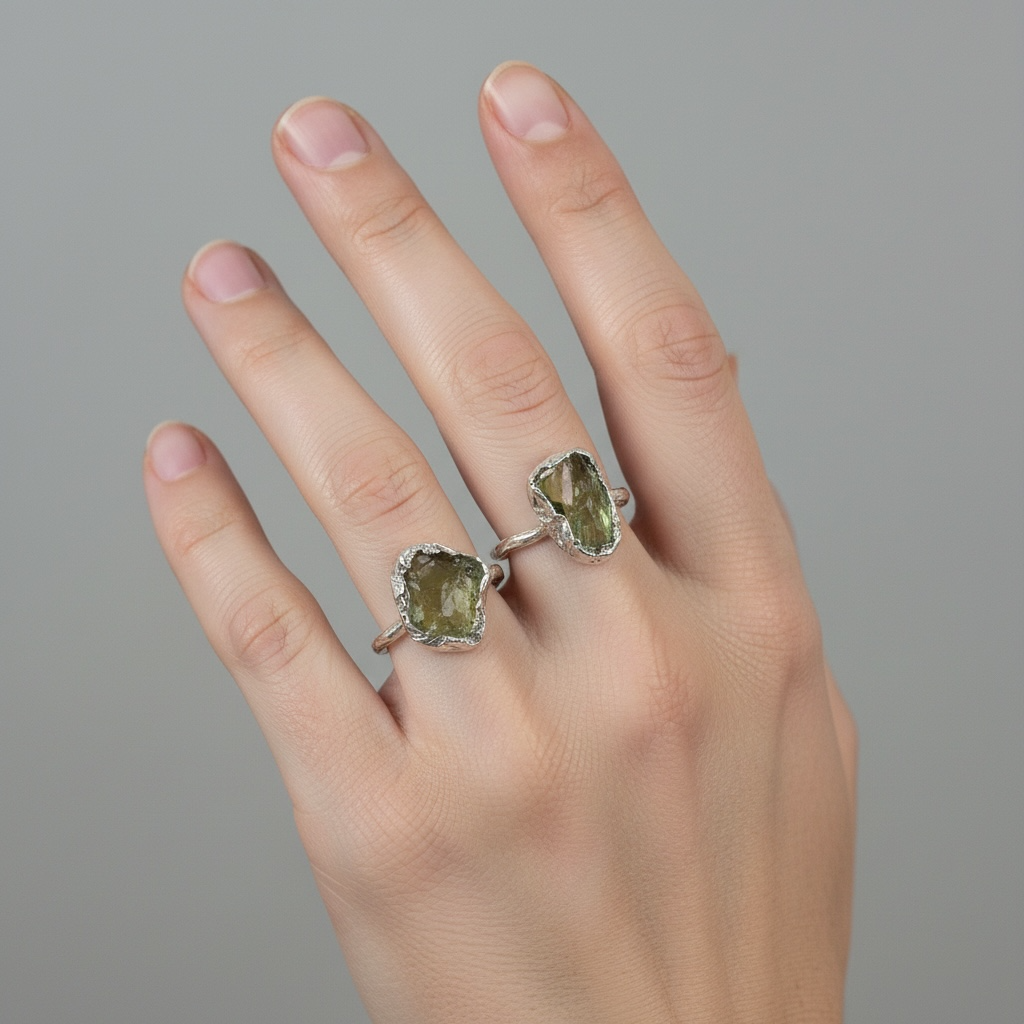 Moldavite Sterling Silver Ring